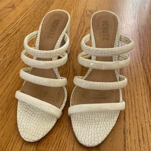 Schutz White Felisa Croc Strappy Sandal